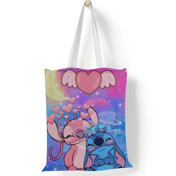 Disney Lilo and Stitch Для мужчин и женщин, холщовые сумки-тоут через плечо, сумка для покупок, сумка для путешествий, подарочная сумка для вечеринки 2