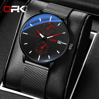 OPK Fashion Leisure Кварцевые мужские часы, водонепроницаемые светящиеся мужские часы, еженедельный хронограф, спортивные простые мужские часы 1