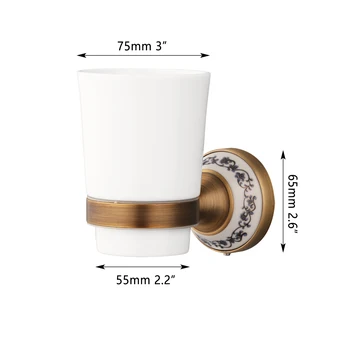 Зубная щетка Monite в стиле ретро, Керамическая чашка, Настенная С овальным основанием со старинным рисунком, Аксессуары для ванной комнаты Простота установки 2