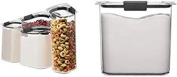 Контейнеры для хранения пищевых продуктов Brilliance для кладовой с крышками для муки, сахара и макаронных изделий, можно мыть в посудомоечной машине, прозрачный / серый 1