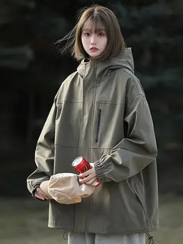 Корейская куртка для спецодежды 2023 Весна и осень Женская новая Ретро пара Многофункциональная верхняя одежда Punch 2