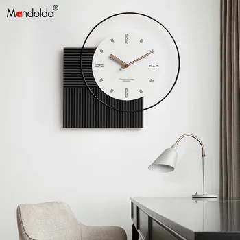 Роскошные настенные часы в современном скандинавском стиле с креативным фоновым декором - персонализированные и модные 1