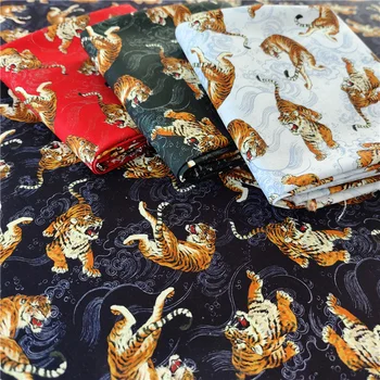 Ткань из чистого хлопка с принтом тигра, ткань для украшения фона по знаку зодиака Года Тигра, властное украшение автомобиля в стиле Huwei 1