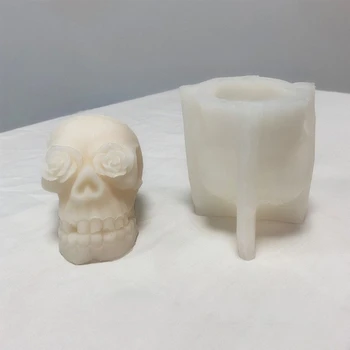 Форма для свечей Формы для помадки 3D формы для цветов в виде черепа на Хэллоуин для выпечки своими руками Формы для ароматерапии скелета Формы для свечей 1
