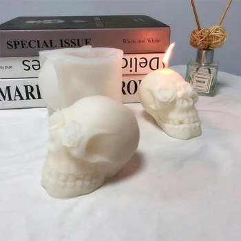Форма для свечей Формы для помадки 3D формы для цветов в виде черепа на Хэллоуин для выпечки своими руками Формы для ароматерапии скелета Формы для свечей 2